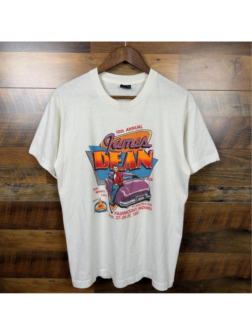 Vintage James Dean T Shirt 12th Annual Down Memory Lane Fairmount Indiana Large